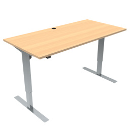 Chromowane biurko regulowane elektrycznie 501-47 o szerokości 172 cm i blatem w kolorze buk