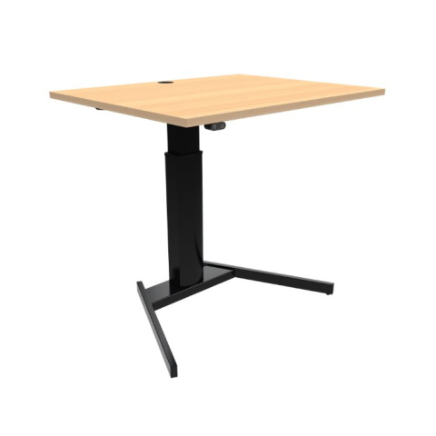 Czarne biurko regulowane z prostokątnym blatem w kolorze buk 501-19