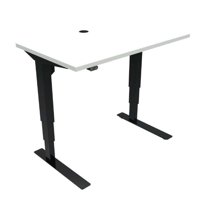Czarne biurko elektryczne z białym blatem 501-37 o szerokości 92 cm