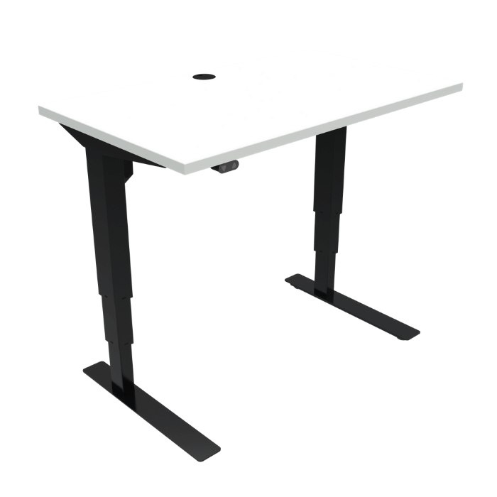 Czarne biurko elektryczne z białym blatem 501-37 o szerokości 92 cm Czarne biurko elektryczne z białym blatem 501-37 o szerokości 92 cm