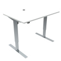 Chromowane biurko regulowane elektrycznie 501-47 z białym blatem o szerokości 112 cm