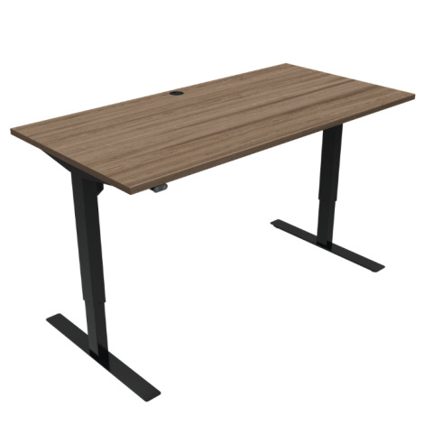 Czarne biurko regulowane 501-47 o szerokości 152 cm z blatem w kolorze orzech Czarne biurko regulowane 501-47 o szerokości 152 cm z blatem w kolorze orzech