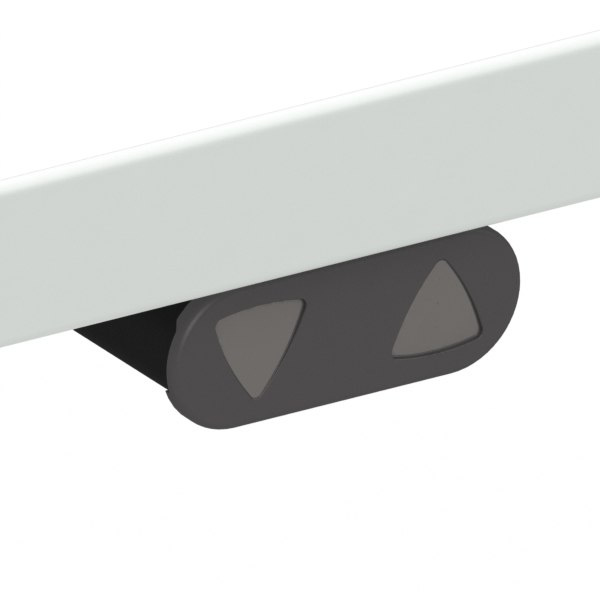 Biały blat biurka elektrycznego z panelem sterującym z przyciskami góra/dół Biały blat biurka elektrycznego z panelem sterującym z przyciskami góra/dół