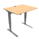 Srebrne biurko regulowane z bukowym blatem 501-43