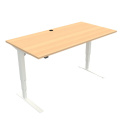 Białe biurko elektryczne 501-43 z blatem w kolorze bukowym