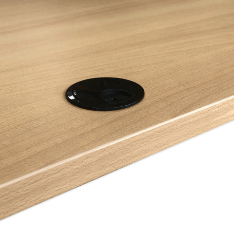 Blat biurkowy w kolorze buk o rozmiarze 1800x800 mm z otworem na kable Blat biurkowy w kolorze buk o rozmiarze 1800x800 mm z otworem na kable