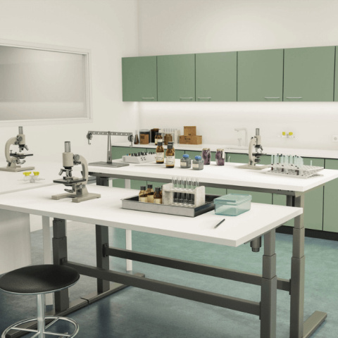Stół przemysłowy regulowany w laboratorium Stół przemysłowy regulowany w laboratorium