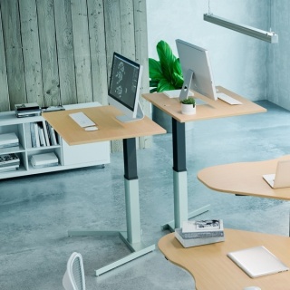 Biurko regulowane na jednej nodze UniFlex W, 100x80 cm
